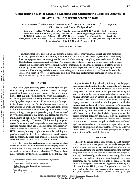 (PDF) Comparative Study of Machine-Learning and Chemometric Tools for ...