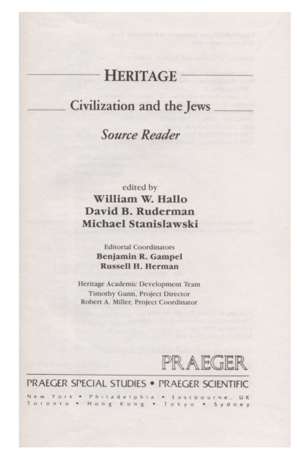 (PDF) *Heritage: Civilization and the Jews – Source Reader*, eds ...