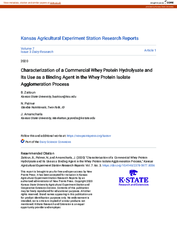 (PDF) Characterization of a Commercial Whey Protein Hydrolysate and Its ...