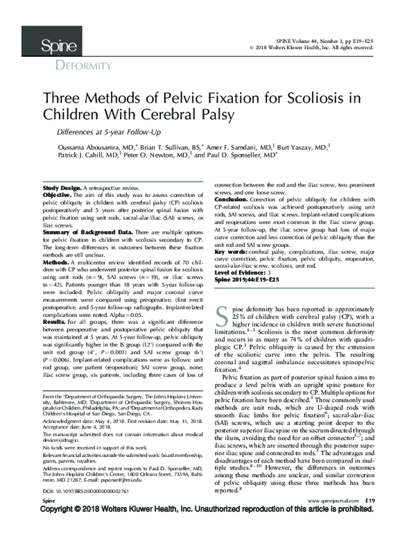 (PDF) Three Methods of Pelvic Fixation for Scoliosis in Children With ...