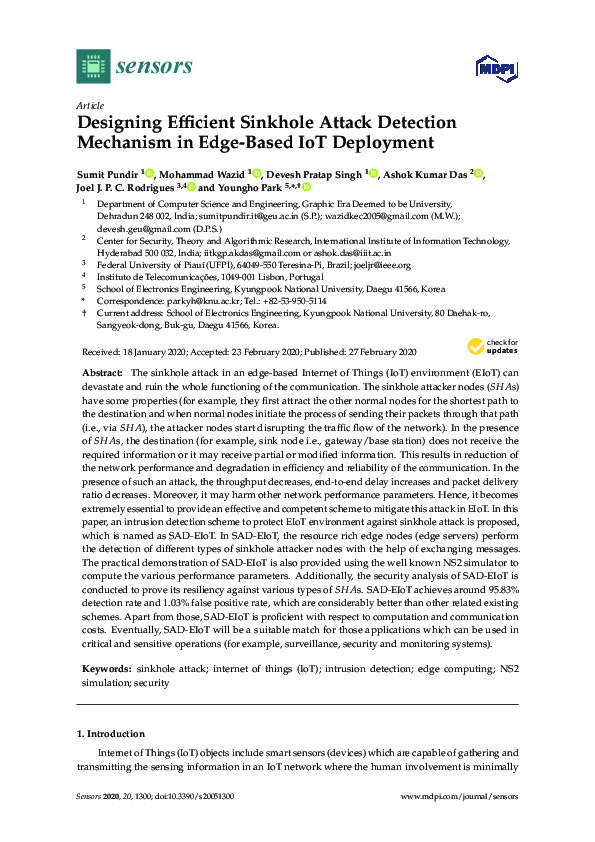 (PDF) Designing Efficient Sinkhole Attack Detection Mechanism in Edge ...