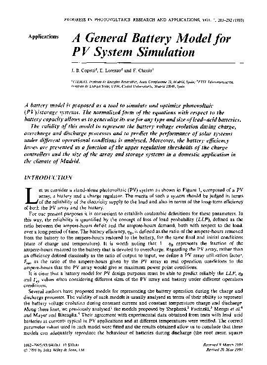 (PDF) A general battery model for PV system simulation