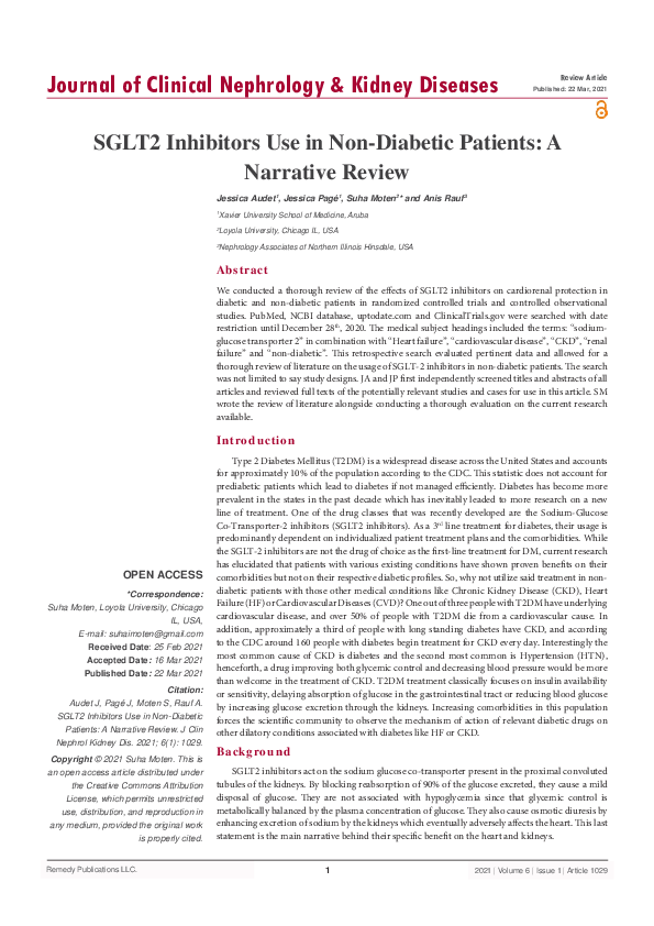 (PDF) SGLT2 Inhibitors Use in Non-Diabetic Patients: A Narrative Review ...