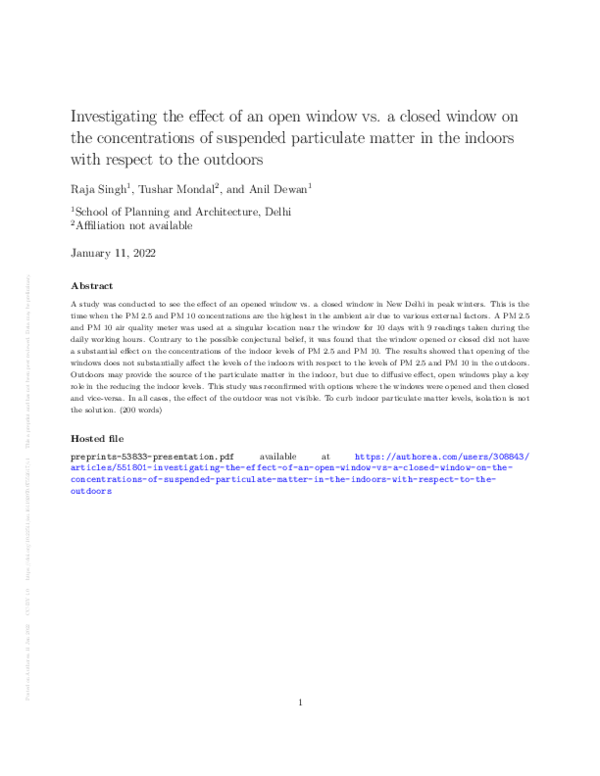 (PDF) Investigating the effect of an open window vs. a closed window on ...