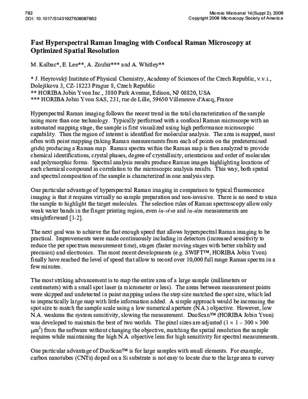 (PDF) Fast Hyperspectral Raman Imaging with Confocal Raman Microscopy ...