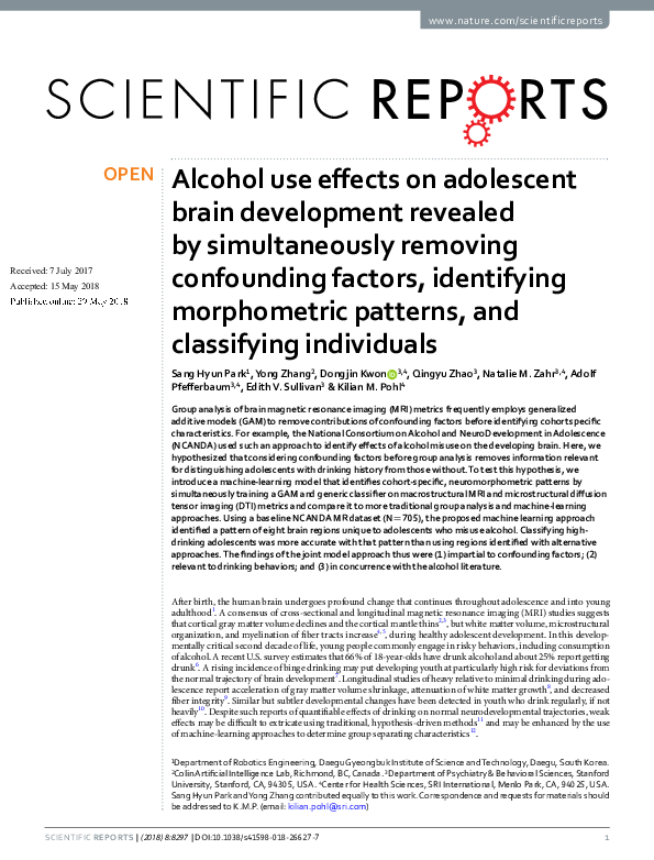 (PDF) Alcohol use effects on adolescent brain development revealed by ...