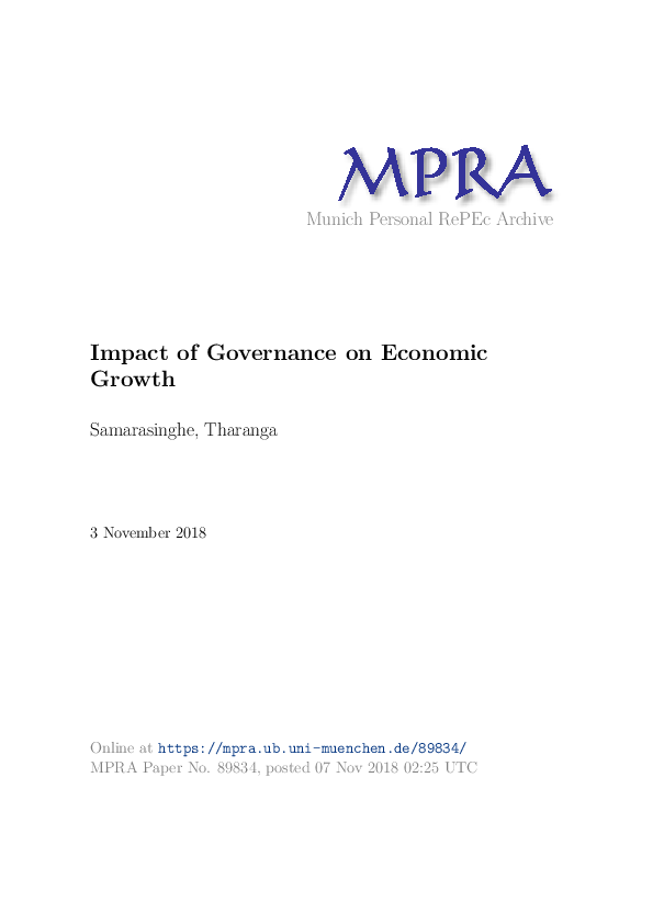(PDF) Impact of Governance on Economic Growth
