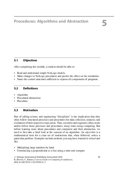 (PDF) Procedures: Algorithms and Abstraction