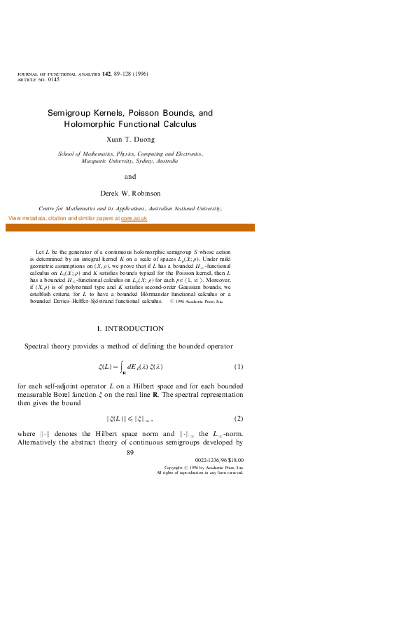 PDF) Semigroup Kernels, Poisson Bounds, and Holomorphic