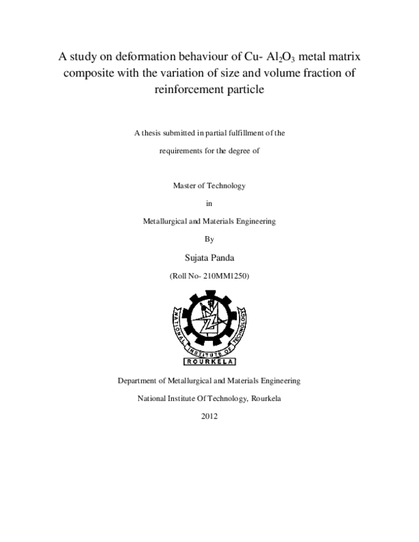 (PDF) A study on deformation behaviour of Cu- Al2O3 metal matrix ...