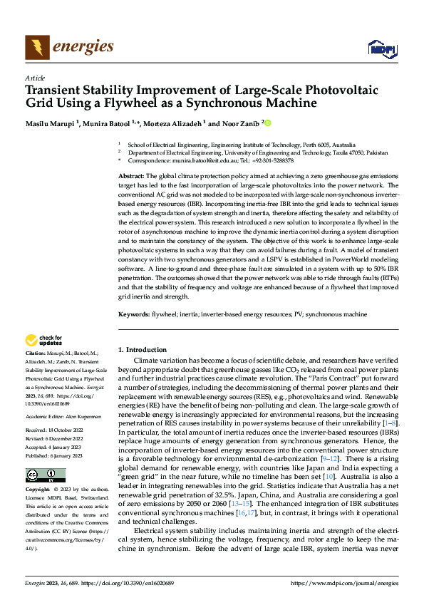 (PDF) Transient Stability Improvement of Large-Scale Photovoltaic Grid ...