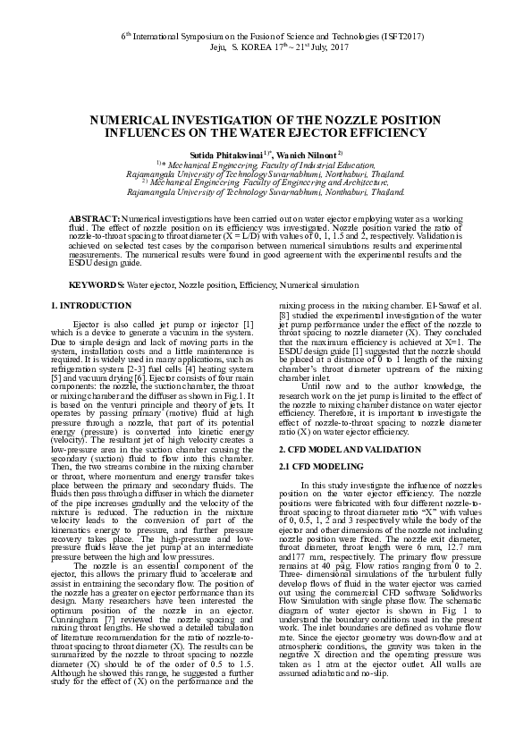 (PDF) Numerical Investigation of the Nozzle Position Influences on the ...