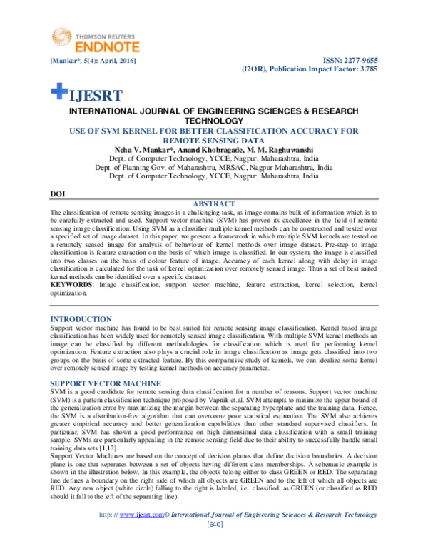 (PDF) Use of SVM Kernel for Better Classification Accuracy for Remote ...