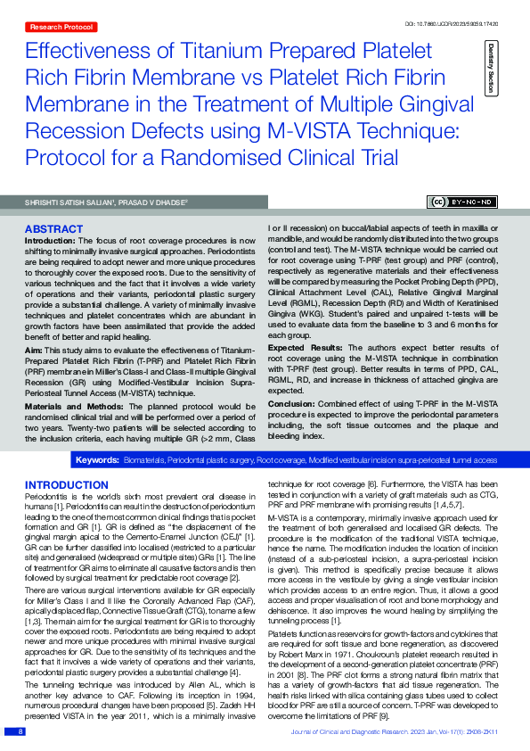 (PDF) Effectiveness of Titanium Prepared Platelet Rich Fibrin Membrane ...