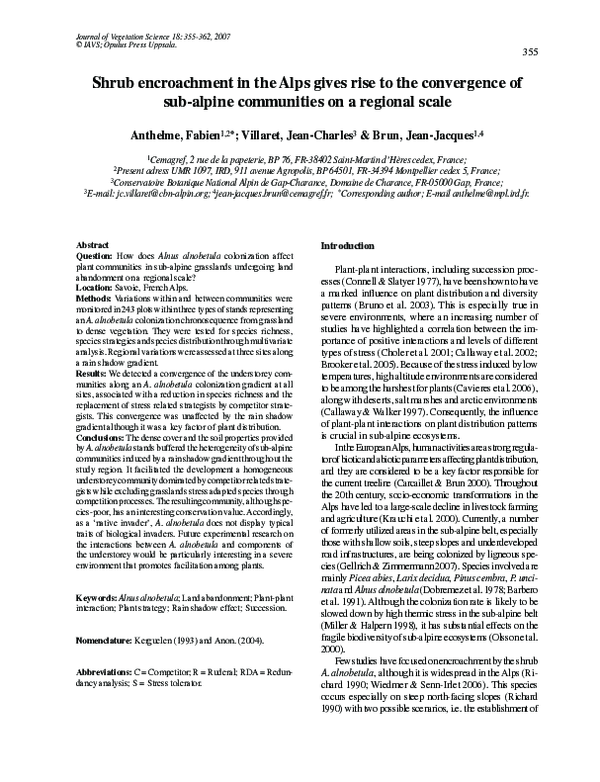 (PDF) Shrub encroachment in the Alps gives rise to the convergence of ...