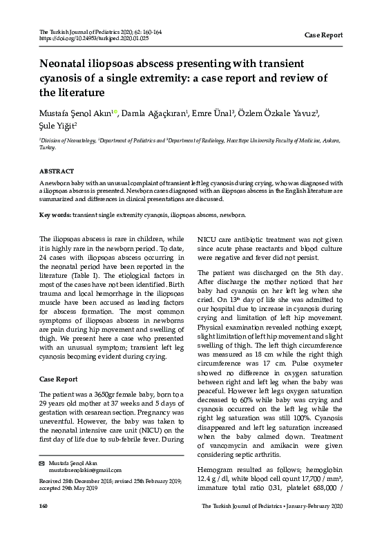 (PDF) Neonatal iliopsoas abscess presenting with transient cyanosis of