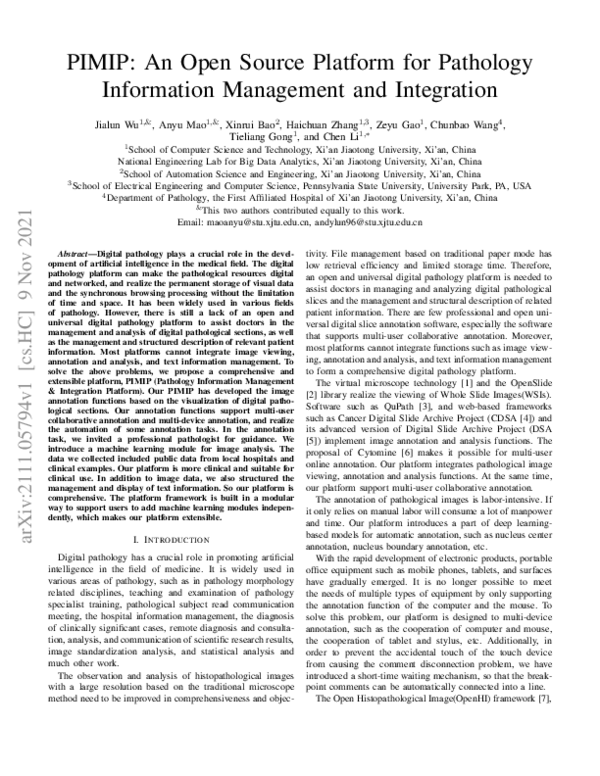 (PDF) PIMIP: An Open Source Platform for Pathology Information ...