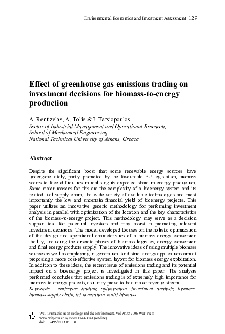 (PDF) Effect of greenhouse gas emissions trading on investment ...