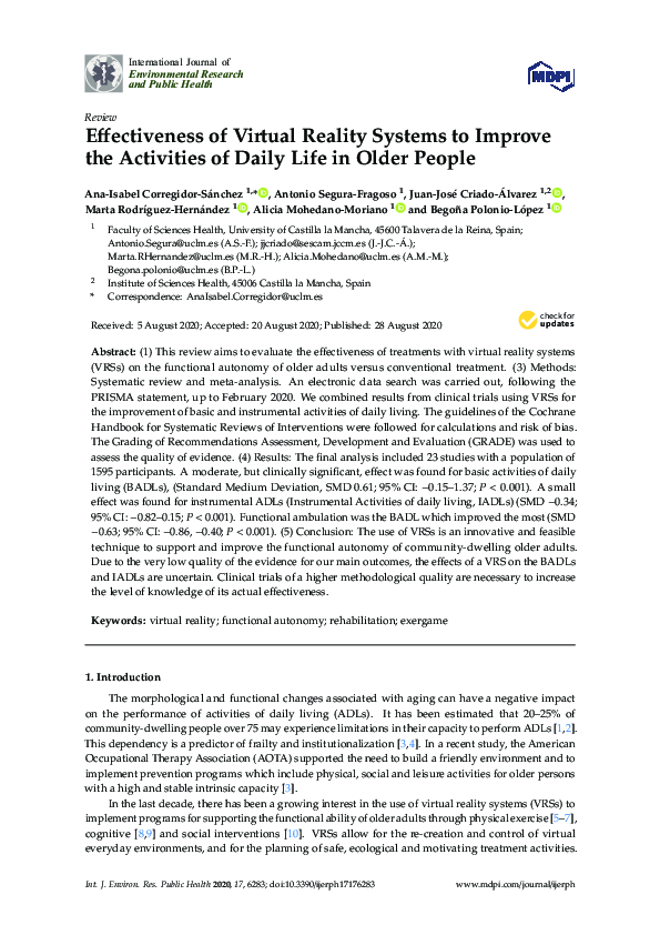 (PDF) Effectiveness of Virtual Reality Systems to Improve the ...