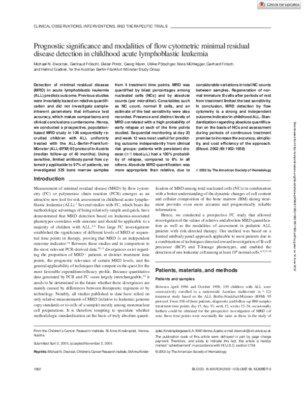 (PDF) Prognostic significance and modalities of flow cytometric minimal ...