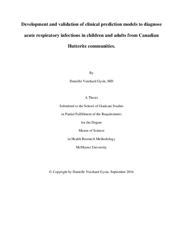 (PDF) Development and validation of clinical prediction models to ...