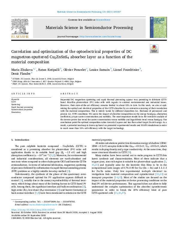 (PDF) Correlation and optimization of the optoelectrical properties of ...