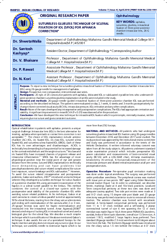 (PDF) Sutureless Glueless Technique of Scleral Fixation of Iol (Sfiol ...