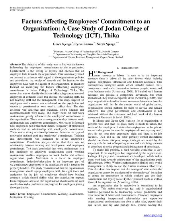 (PDF) Factors Affecting Employees ’ Commitment to an Organization: A ...