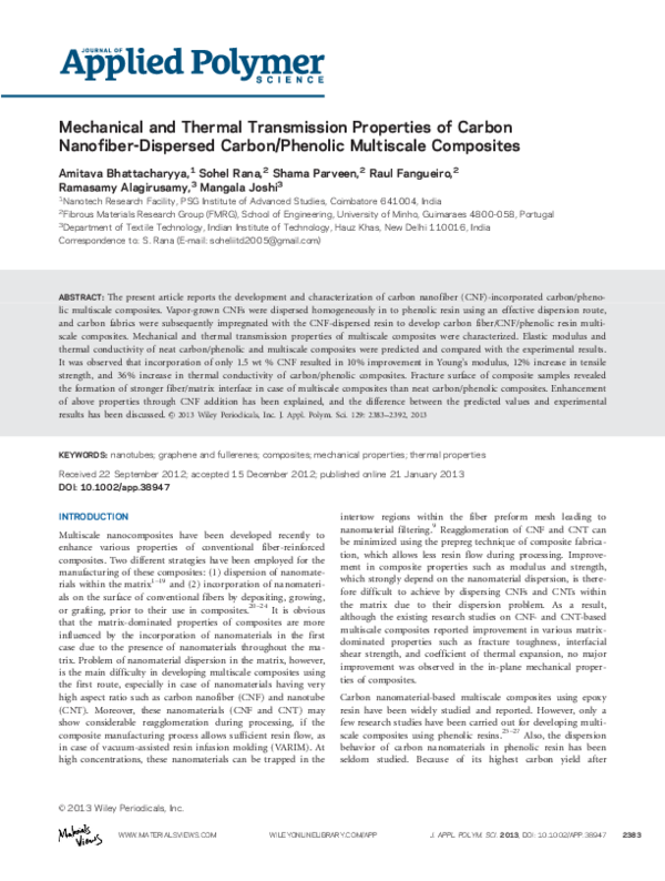 (PDF) Mechanical and thermal transmission properties of carbon ...