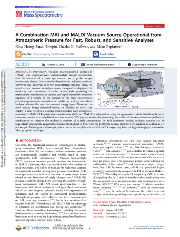 (PDF) A Combination MAI and MALDI Vacuum Source Operational from ...