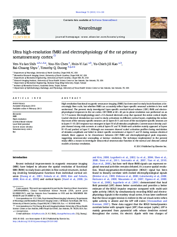 (PDF) Ultra high-resolution fMRI and electrophysiology of the rat ...