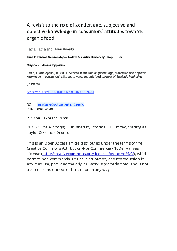 (PDF) A revisit to the role of gender, age, subjective and objective ...