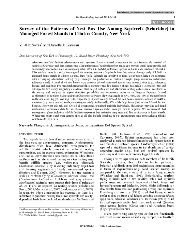 (PDF) Survey of the Patterns of Nest Box Use Among Squirrels (Sciuridae ...