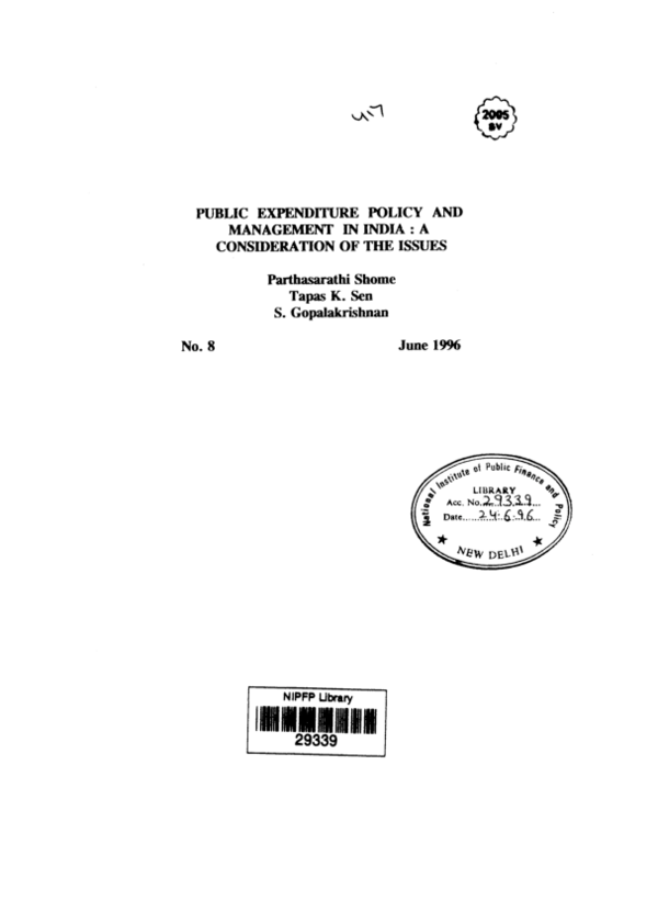 (PDF) Public Expenditure Policy and Management in India : A ...