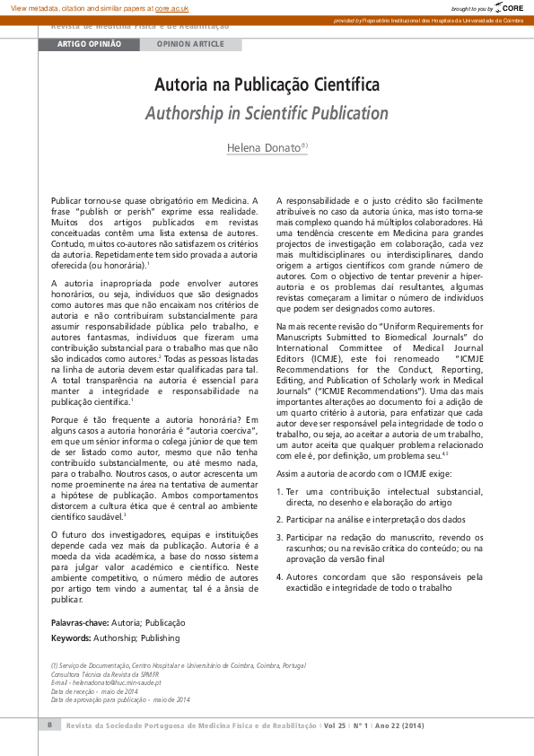 (PDF) Authorship in Scientific Publication