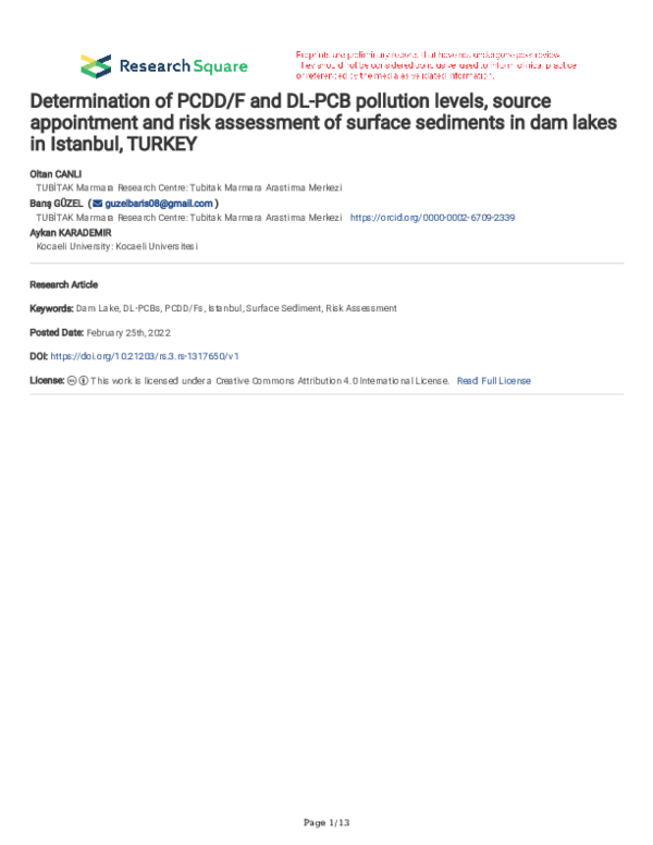 (PDF) Determination of PCDD/F and DL-PCB pollution levels, source ...