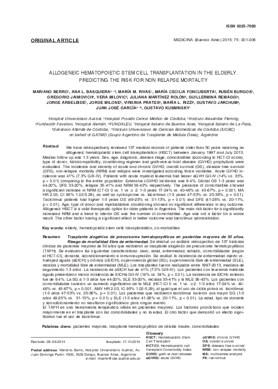 (PDF) Allogeneic hematopoietic stem cell transplantation in the elderly ...