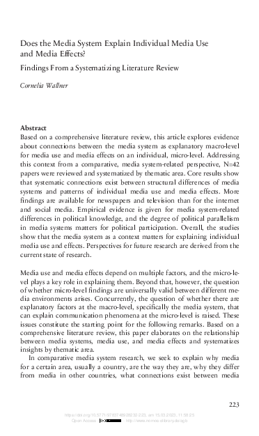 (PDF) Does the Media System Explain Individual Media Use and Media Effects?