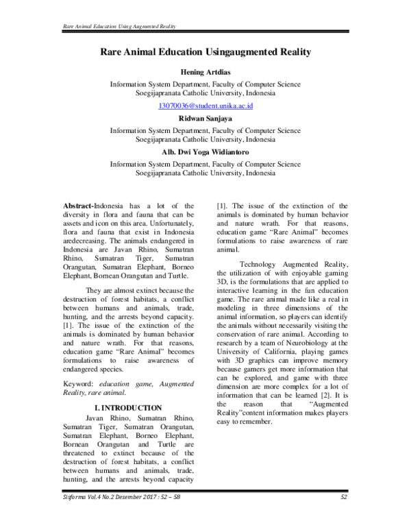 (PDF) Rare Animal Education Usingaugmented Reality