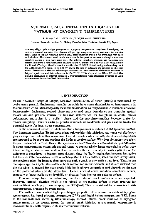 (PDF) Internal crack initiation in high cycle fatigue at cryogenic ...