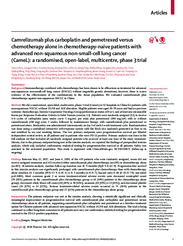(PDF) Camrelizumab plus carboplatin and pemetrexed versus chemotherapy ...