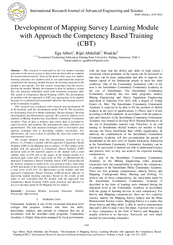 (PDF) Development of Mapping Survey Learning Module with Approach the ...