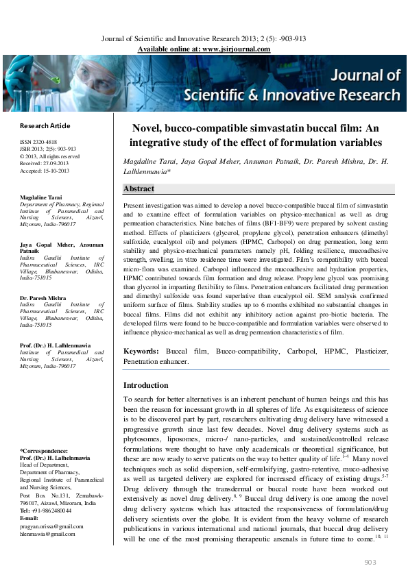 (PDF) Novel, bucco-compatible simvastatin buccal film: An integrative ...