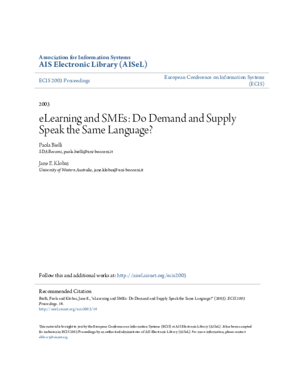 (PDF) European Conference on Information Systems ( ECIS ) 2003 ...