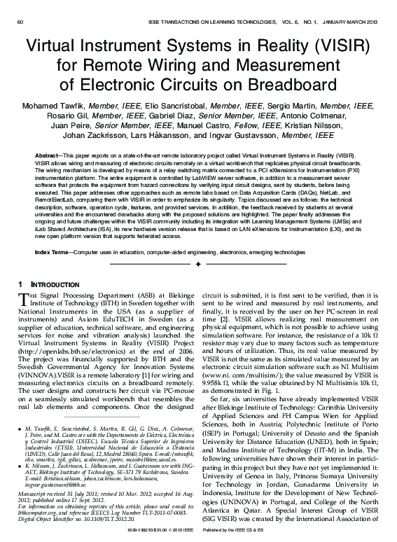 (PDF) Virtual Instrument Systems in Reality (VISIR) for Remote Wiring ...