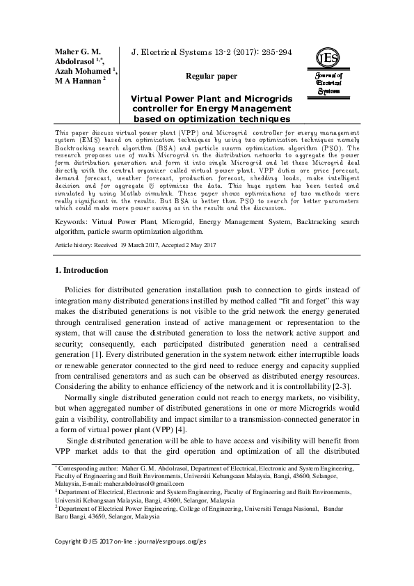 (PDF) Virtual power plant and microgrids controller for energy ...