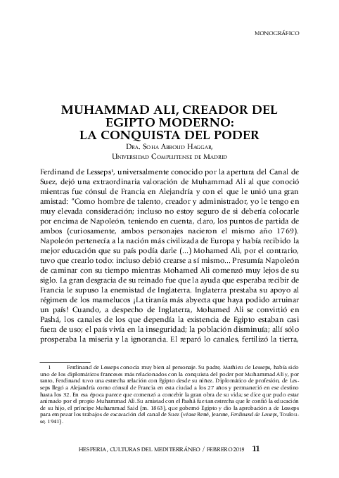 (PDF) Muhammad Ali, el creador del Egipto moderno: la conquista del poder