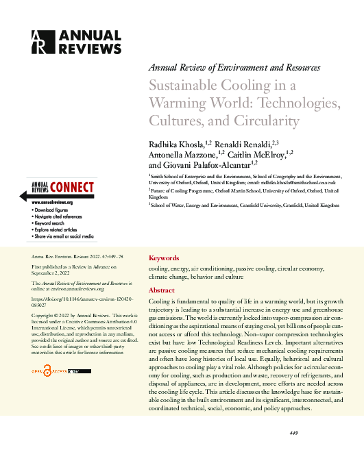 (PDF) Sustainable Cooling in a Warming World: Technologies, Cultures ...