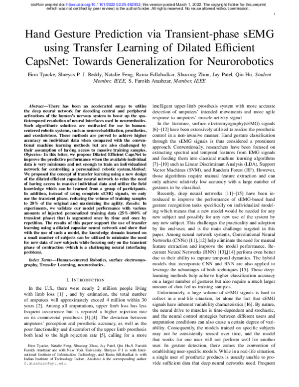 (PDF) Hand Gesture Prediction via Transient-phase sEMG using Transfer ...