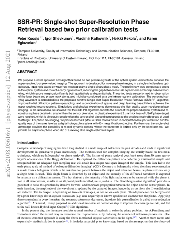 (PDF) SSR-PR: Single-shot Super-Resolution Phase Retrieval based two ...